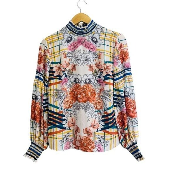 Jealous tomato mock turtleneck floral blouse small - Picture 1 of 11